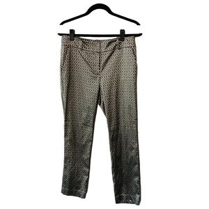 Ann Taylor Factory Signature Silver Black Damask Geometric Pattern Pants 4